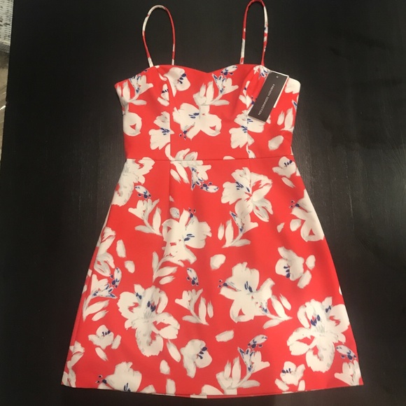 french connection red floral dress